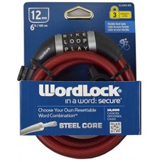 Wordlock Flexible Steel Cable Bike Lock - 12mm Thick Cable – 6 Foot Length CL-540 - B06Y4HKC94